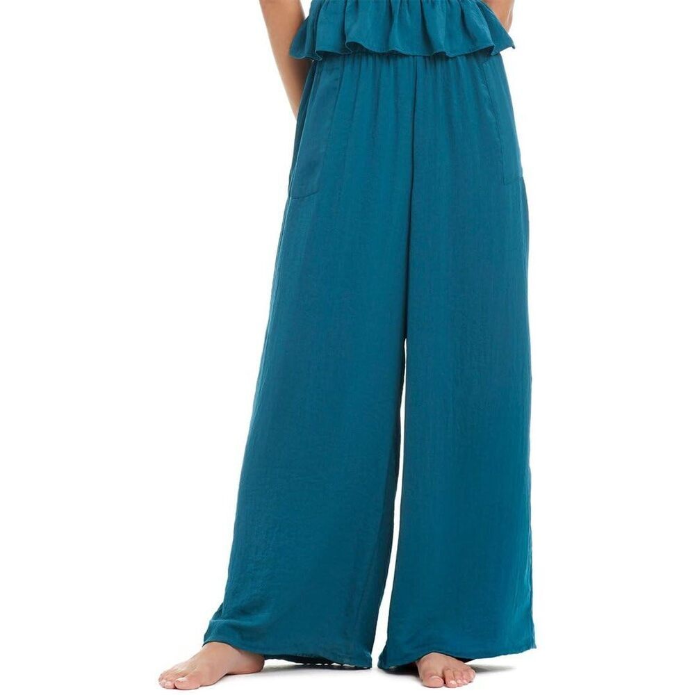Red Carter Women's Indigo Dye Wide-Leg Cover-Up Pants L NWT